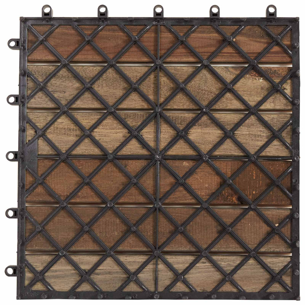 Tile de Decking 10 pcs Gris 30 x 30 cm Madera de Acacia