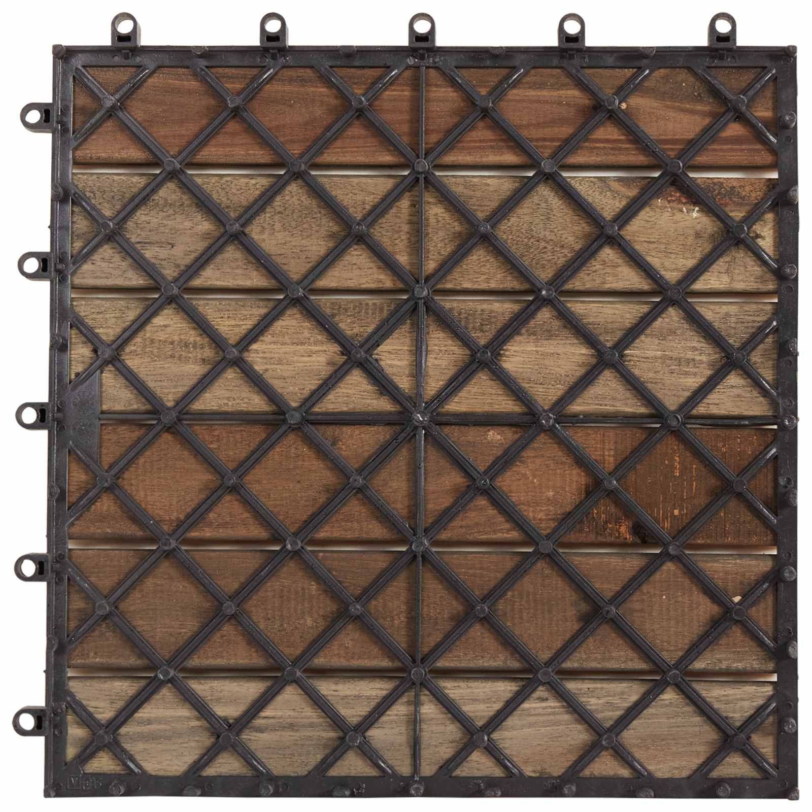 Tile de Decking 10 pcs Gris 30 x 30 cm Madera de Acacia