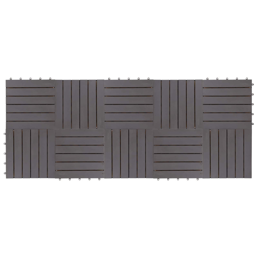 Tile de Decking 10 pcs Gris 30 x 30 cm Madera de Acacia