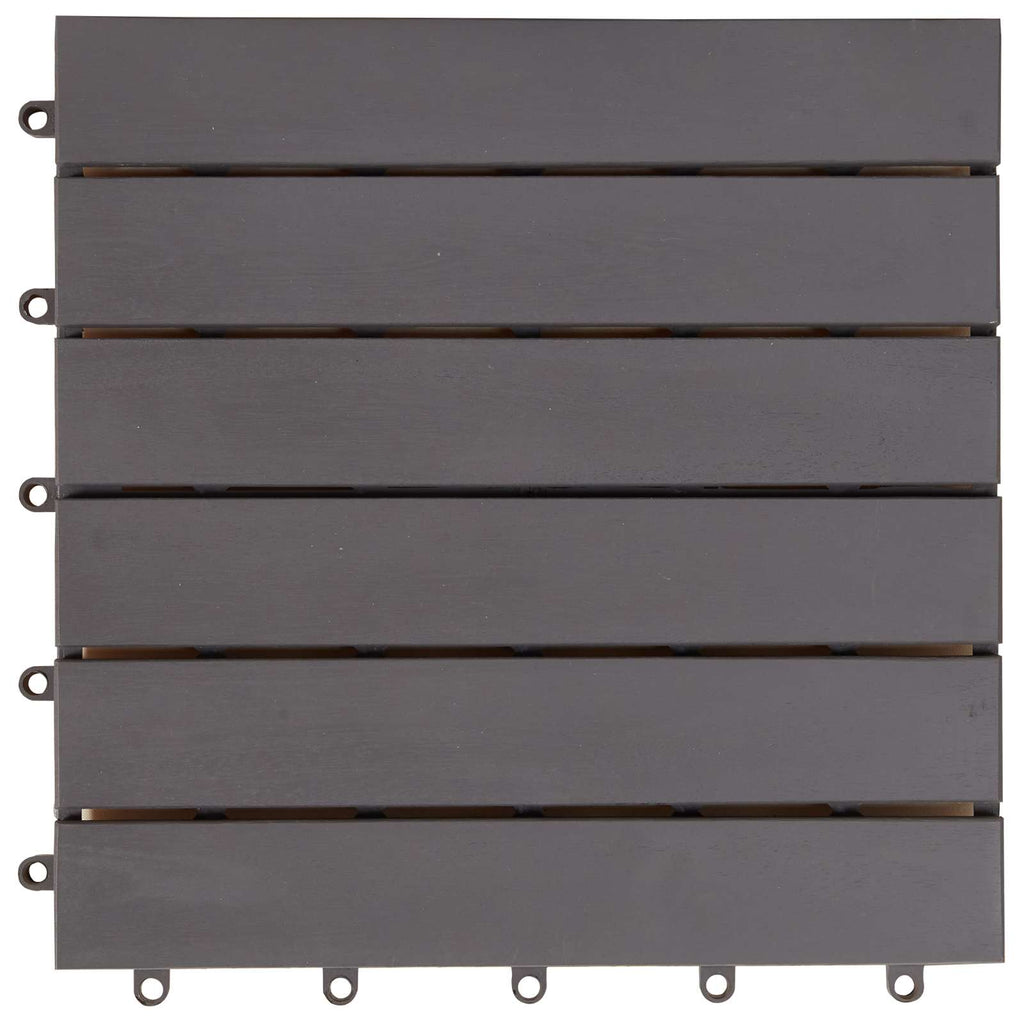 Tile de Decking 10 pcs Gris 30 x 30 cm Madera de Acacia