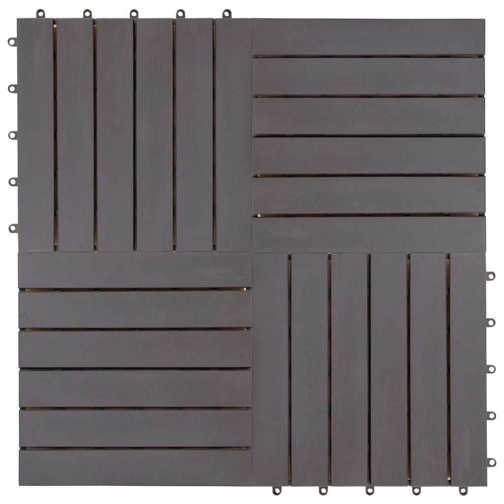 Tile de Decking 10 pcs Gris 30 x 30 cm Madera de Acacia