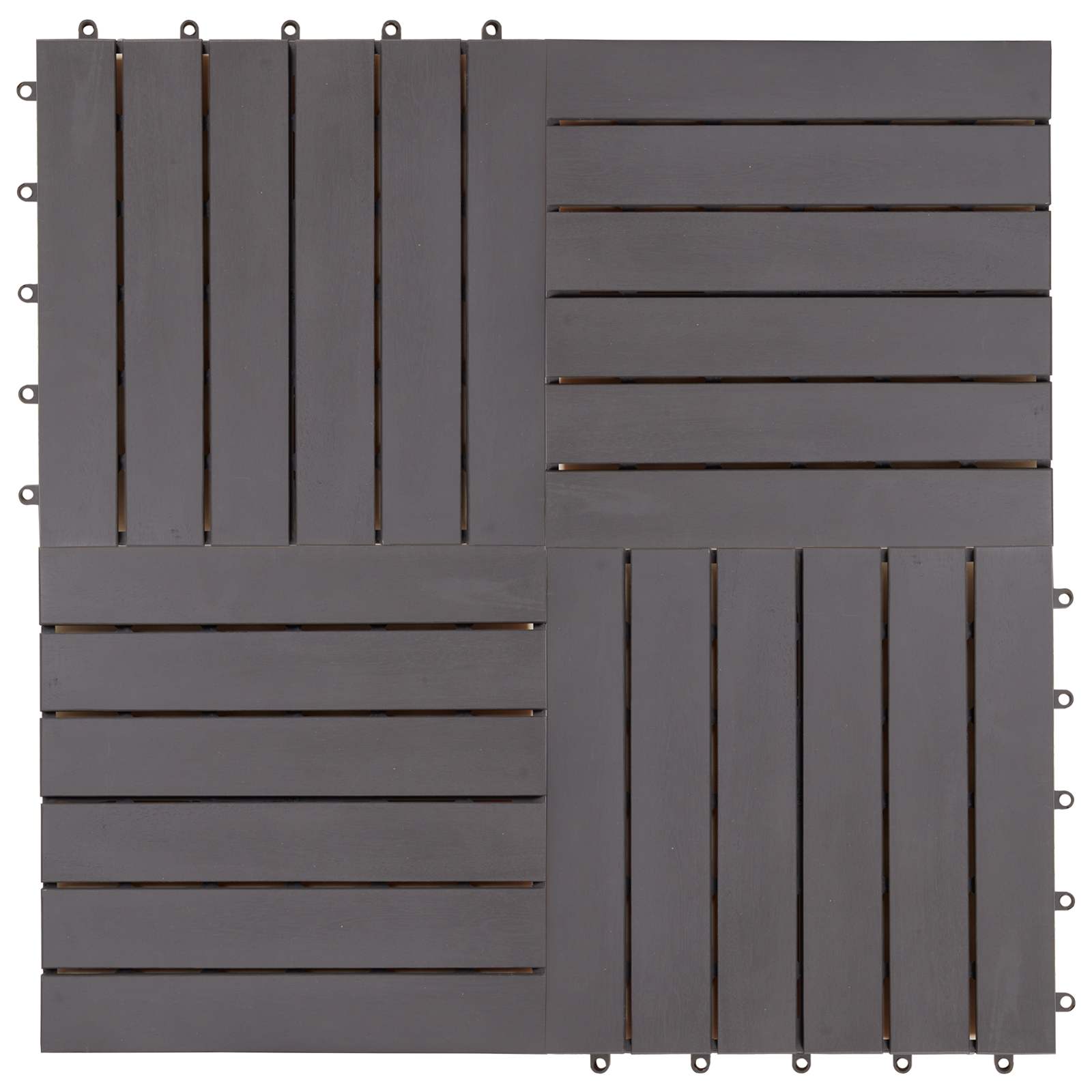 Tile de Decking 10 pcs Gris 30 x 30 cm Madera de Acacia