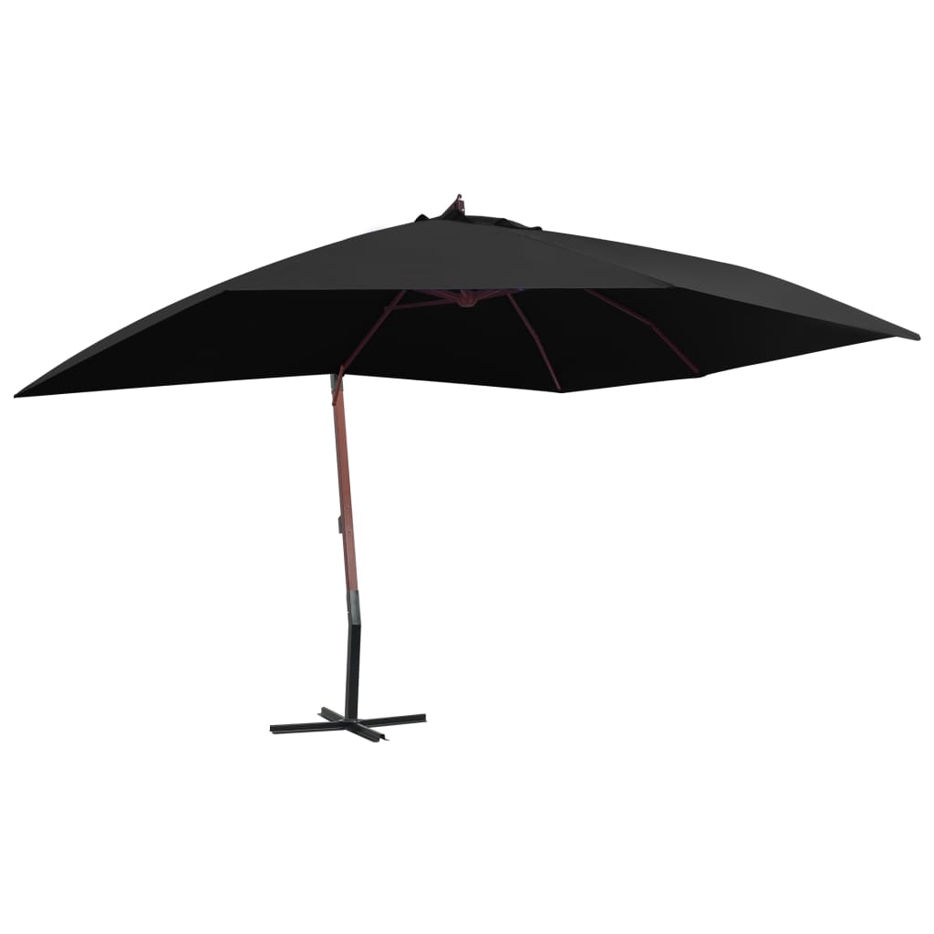 Blue 4x3 m Hanging Garden Parasol with Wooden Pole