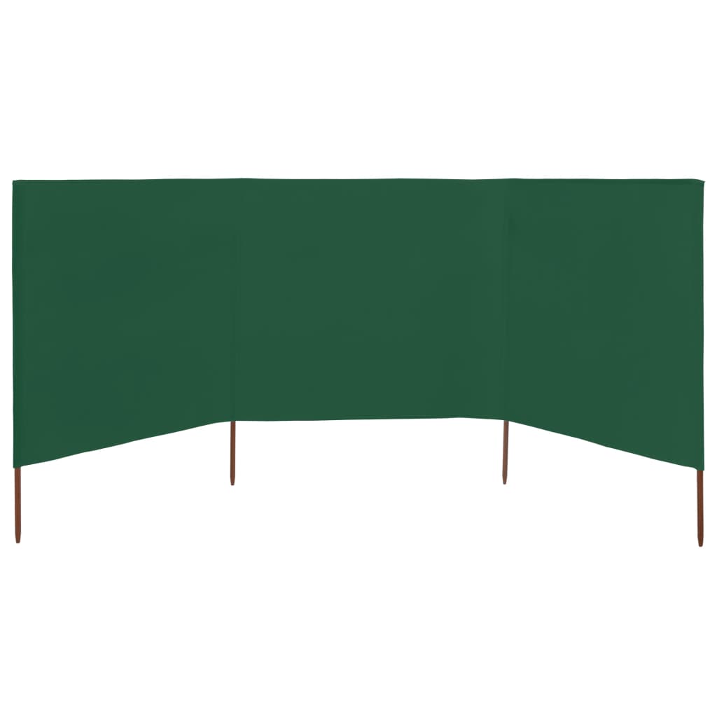 Paravientod de playa de 3 paneles tela verde 400x160 cm