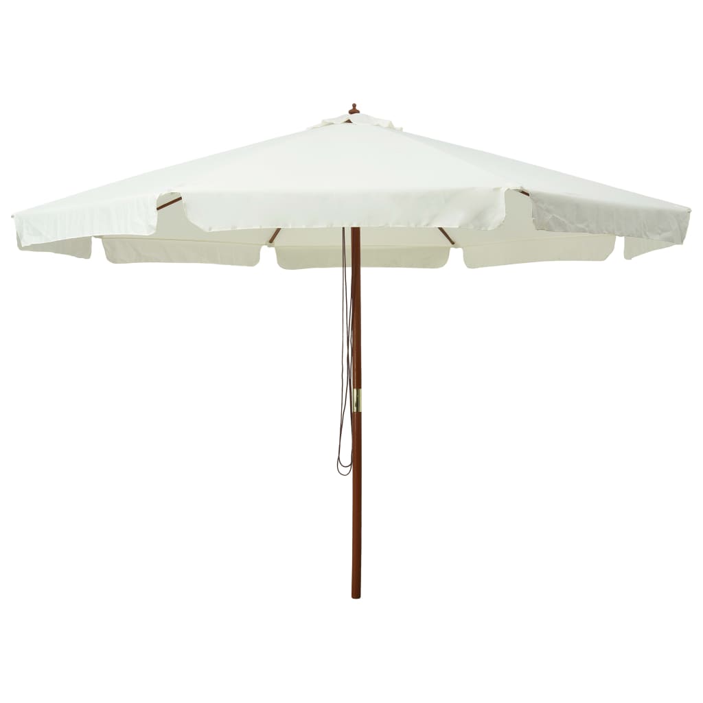 Sky blue garden parasol with wooden pole 330 cm