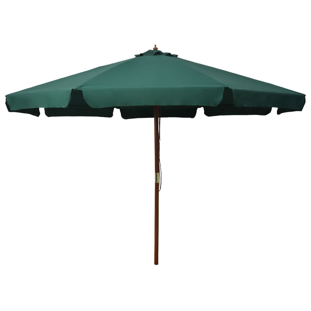 Sky blue garden parasol with wooden pole 330 cm