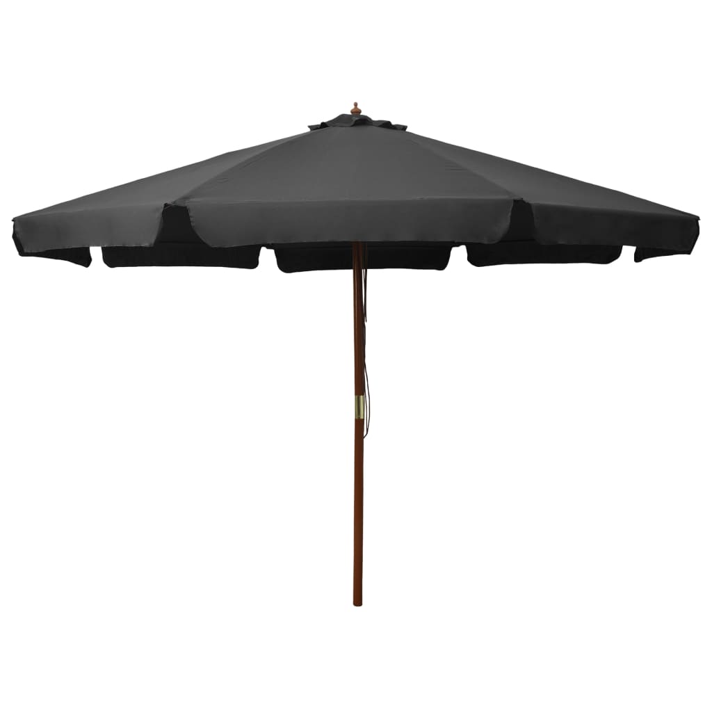 Sky blue garden parasol with wooden pole 330 cm