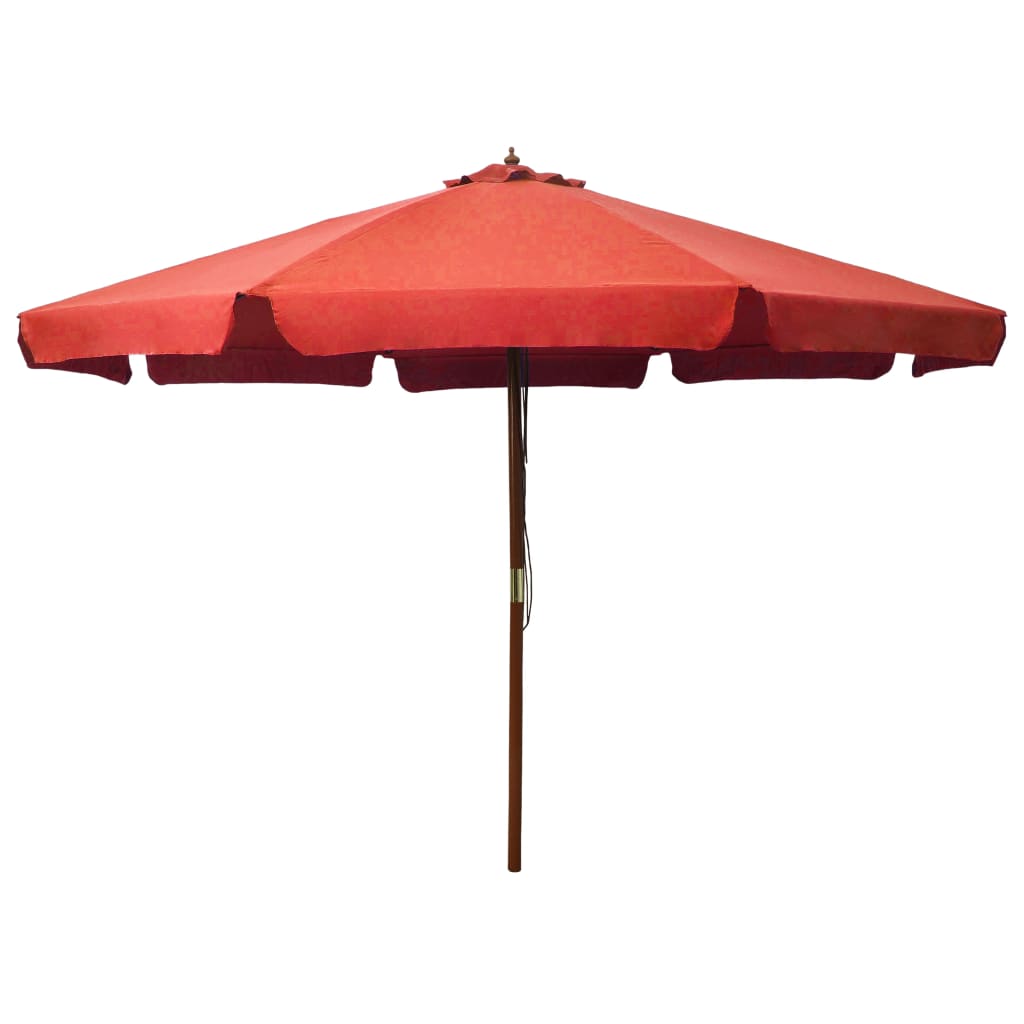 Sky blue garden parasol with wooden pole 330 cm