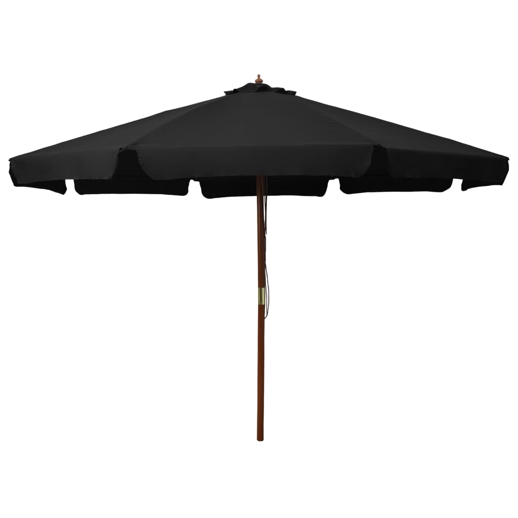 Sky blue garden parasol with wooden pole 330 cm