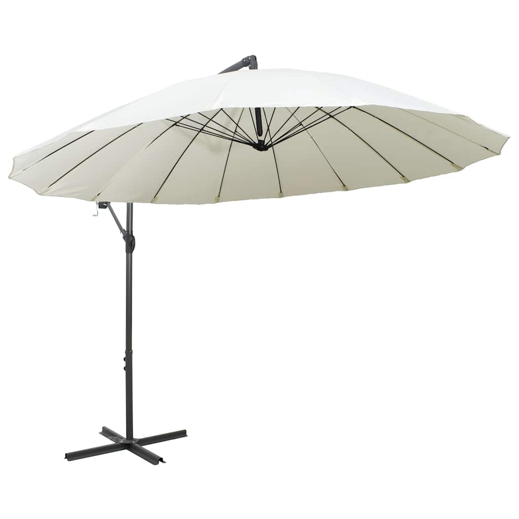 Sombrilla colgante con palo de aluminio blanco 3 m