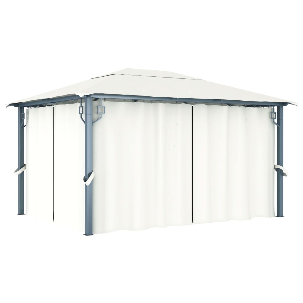 Gazebo com cortina cor creme alumínio 300x300 cm