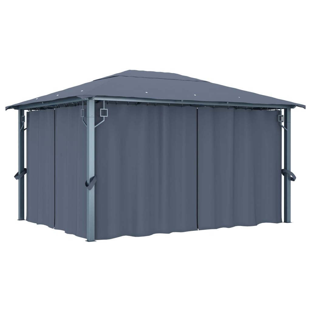 Gazebo com cortina cor creme alumínio 300x300 cm