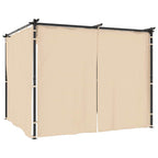 Cenador con cortinas acero color crema 3x3 m