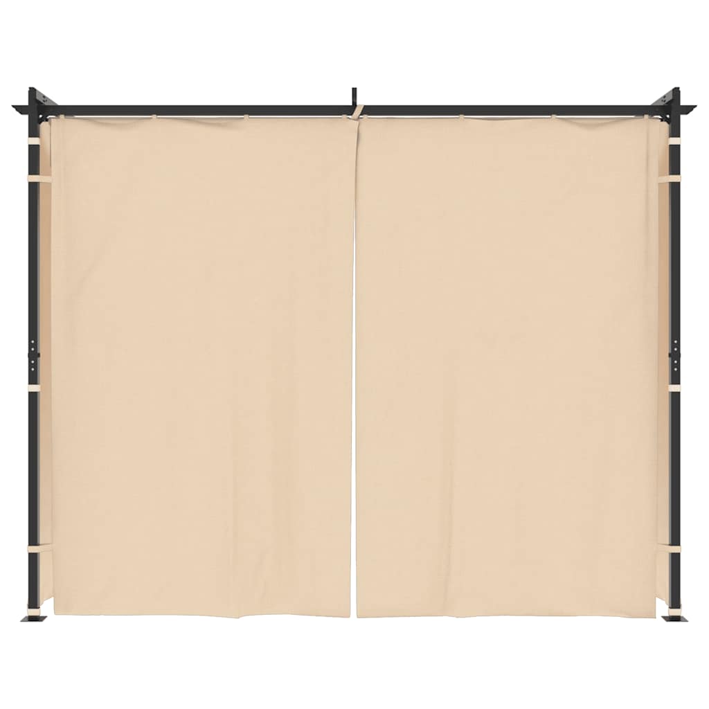 Cenador con cortinas acero color crema 3x3 m