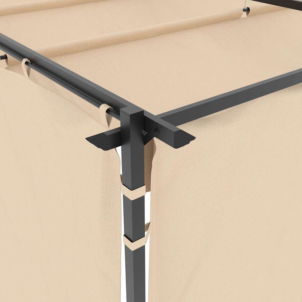 Cenador con cortinas acero color crema 3x3 m