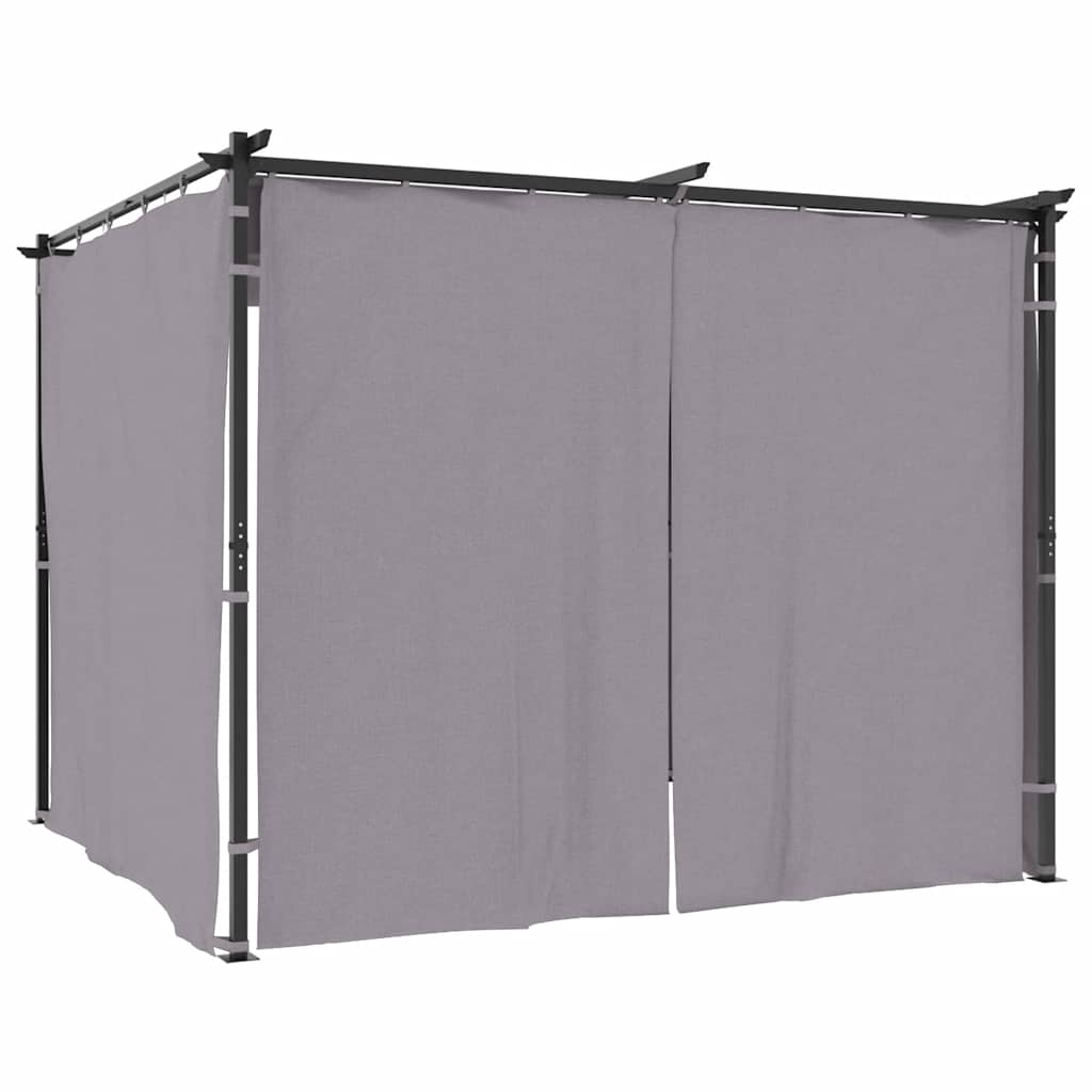 Cenador con cortinas acero gris antracita 3x3 m
