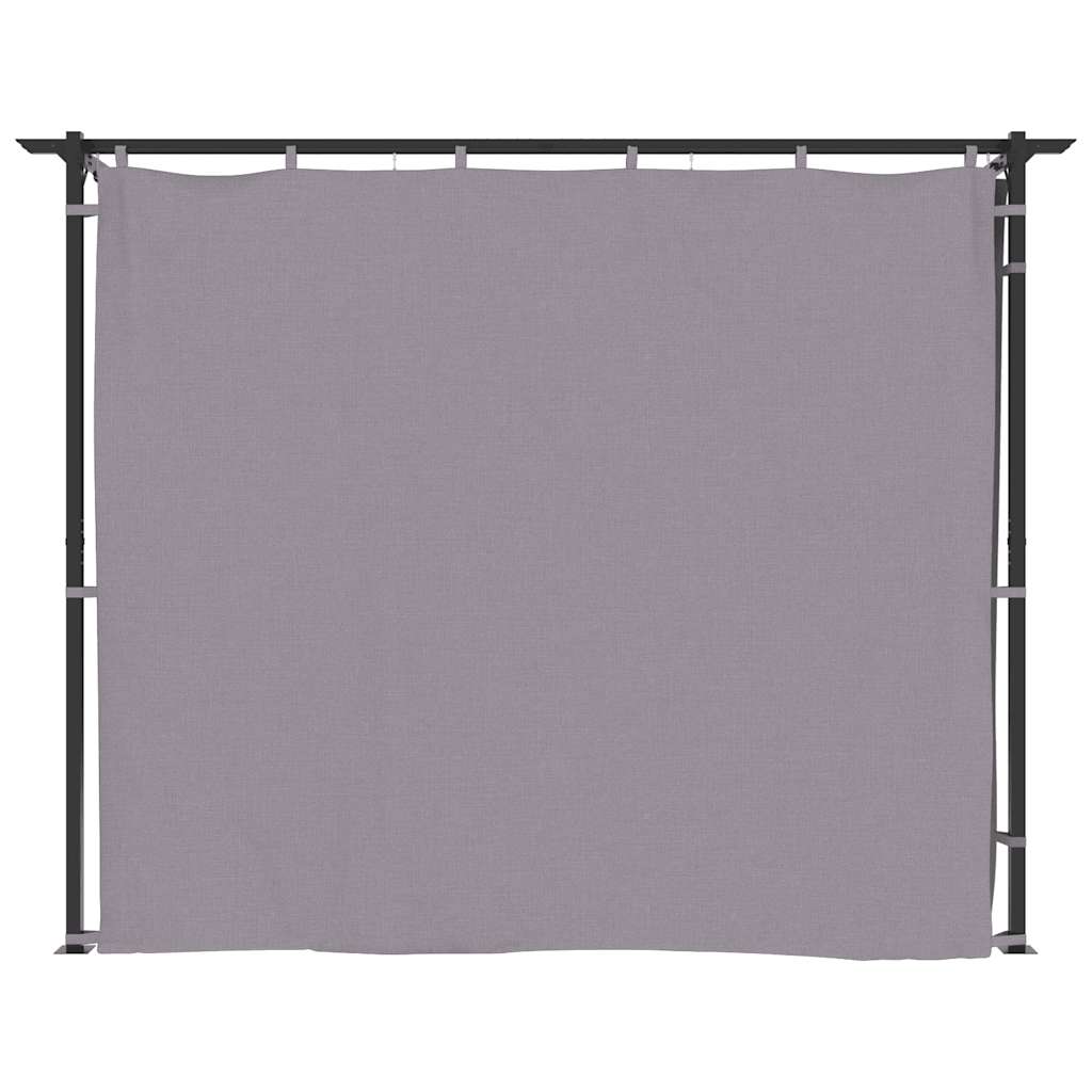 Cenador con cortinas acero gris antracita 3x3 m