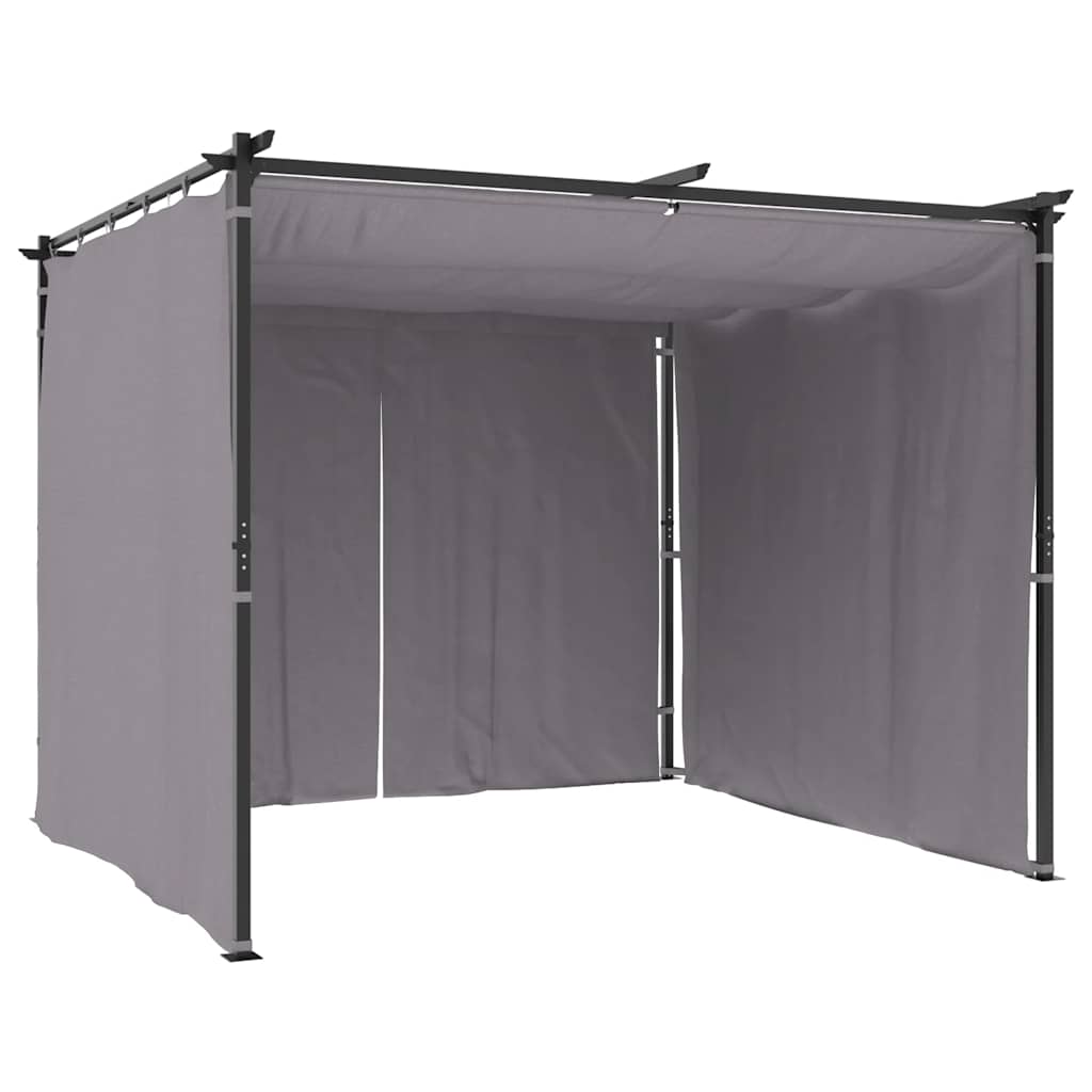 Cenador con cortinas acero gris antracita 3x3 m