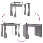 Cenador con cortinas acero gris antracita 3x3 m