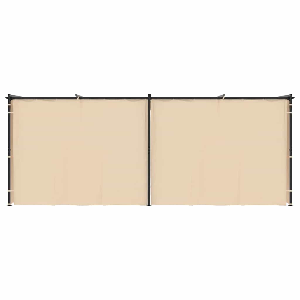 Cenador con cortinas acero color crema 3x6 m