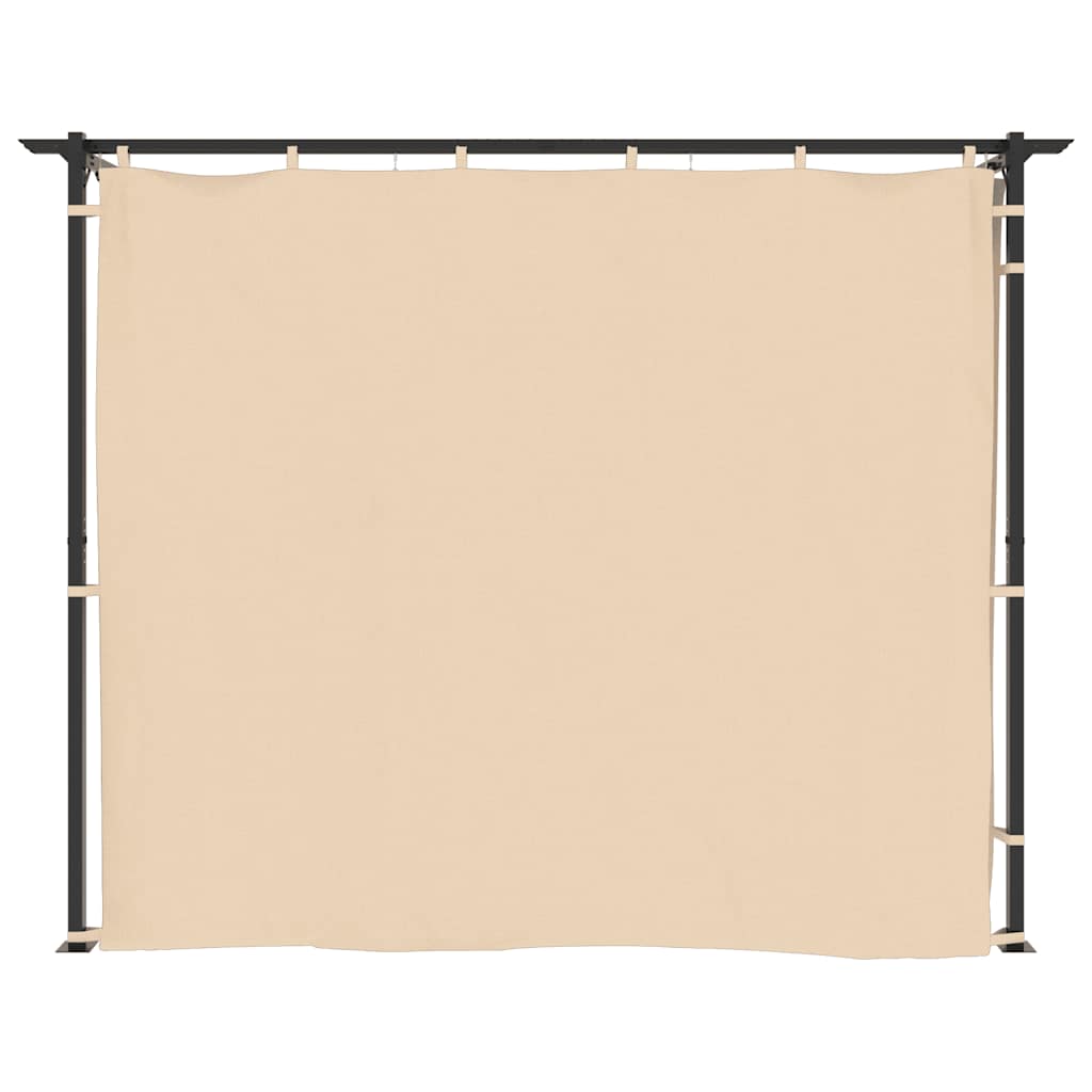 Cenador con cortinas acero color crema 3x6 m