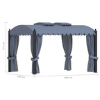 Cenador con cortinas acero gris antracita 3x4 m