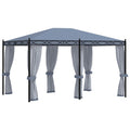 Cenador con pantallas de malla acero gris antracita 3x4 m