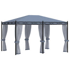 Cenador con pantallas de malla acero gris antracita 3x4 m