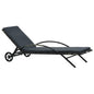 Brown synthetic rattan lounger with cushion