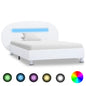 Estructura cama LED sin colchón cuero sintético gris 100x200 cm