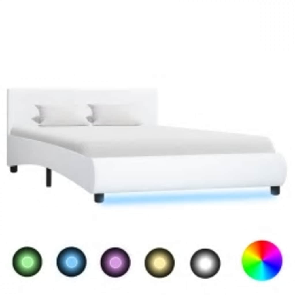 Estructura cama LED sin colchón cuero sintético gris 100x200 cm