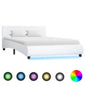 Estructura cama LED sin colchón cuero sintético gris 100x200 cm
