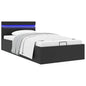 Cama canapé hidráulica con LED cuero sintético gris 90x200 cm