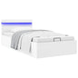 Cama canapé hidráulica con LED cuero sintético gris 90x200 cm