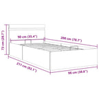 Cama canapé hidráulica con LED cuero sintético gris 90x200 cm