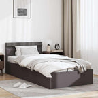 Cama canapé hidráulica con LED cuero sintético gris 90x200 cm
