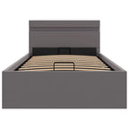 Cama canapé hidráulica con LED cuero sintético gris 90x200 cm