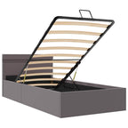 Cama canapé hidráulica con LED cuero sintético gris 90x200 cm