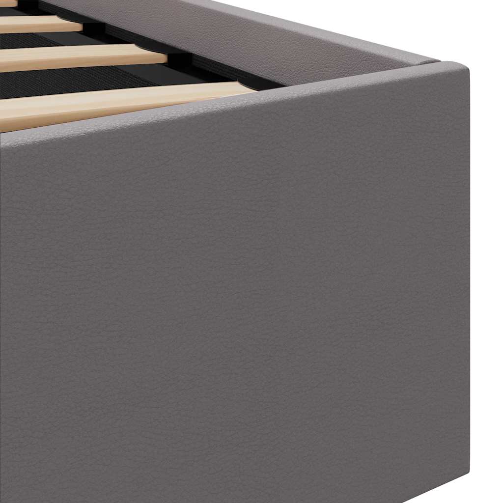 Cama canapé hidráulica con LED cuero sintético gris 90x200 cm