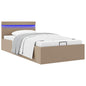 Cama canapé hidráulica con LED cuero sintético gris 90x200 cm