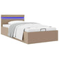 Cama canapé hidráulica con LED cuero sintético gris 90x200 cm