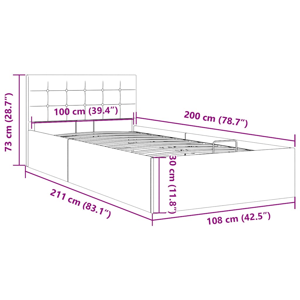 Cama canapé hidráulica almacenaje sin colchón taupe 100x200cm