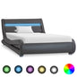 Estructura cama LED sin colchón cuero sintético gris 100x200 cm