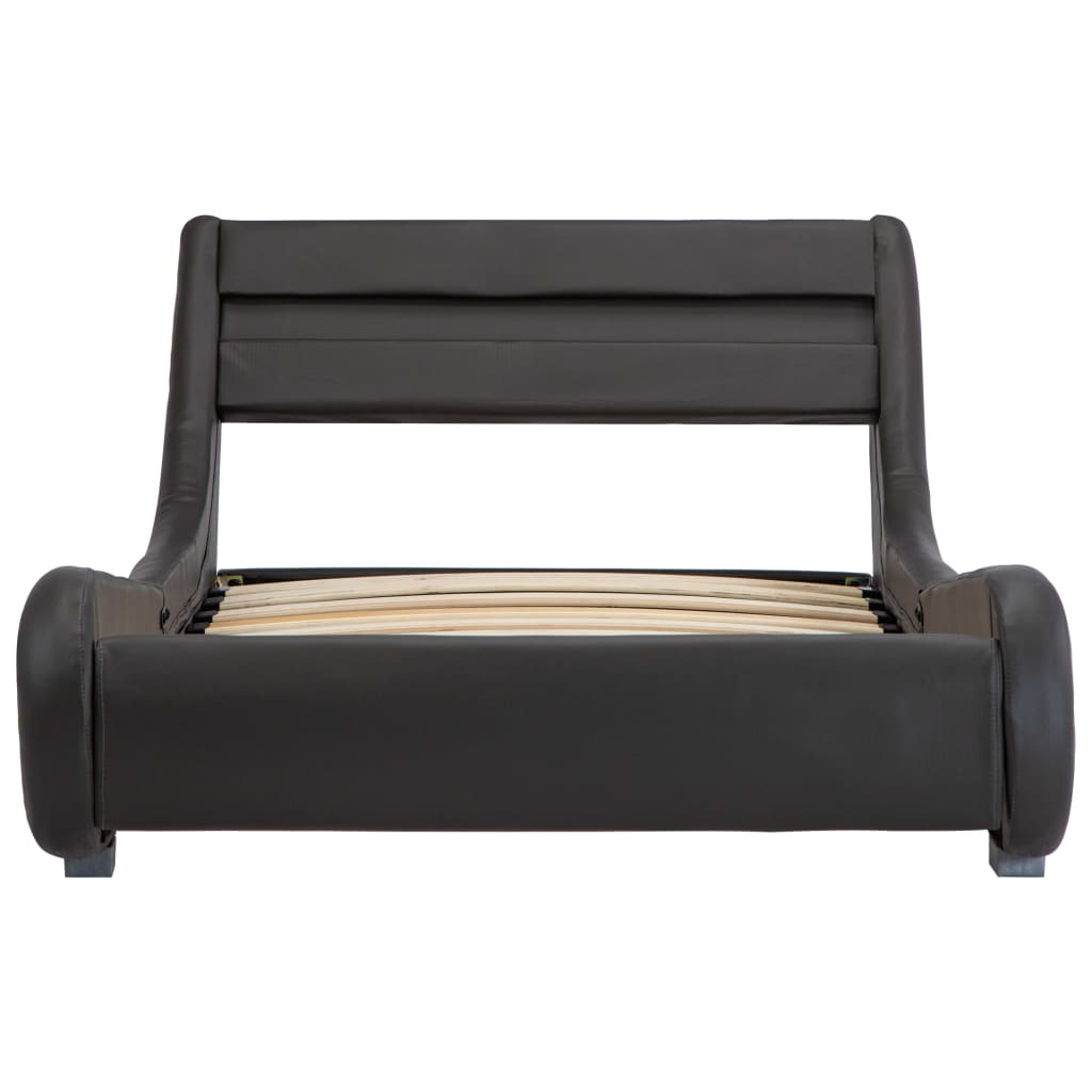 Estructura cama LED sin colchón cuero sintético gris 100x200 cm