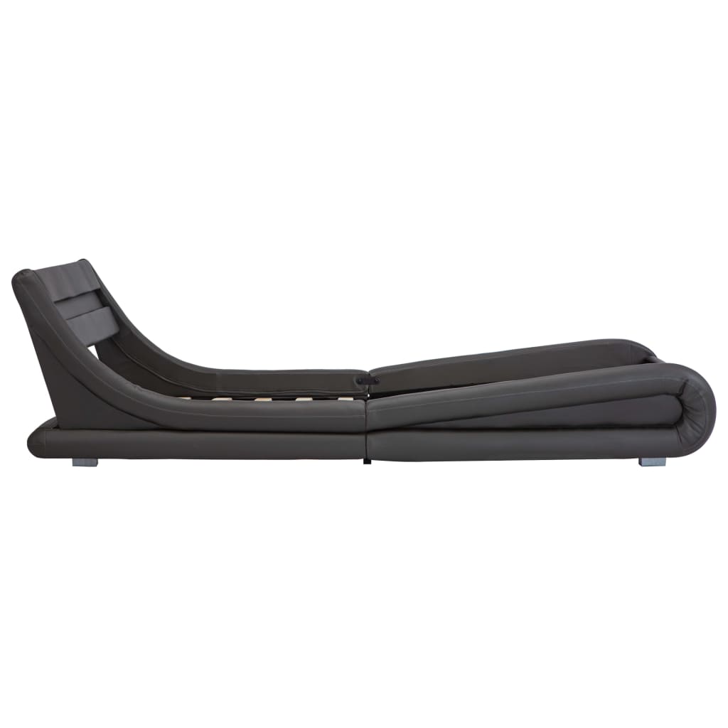 Estructura cama LED sin colchón cuero sintético gris 100x200 cm