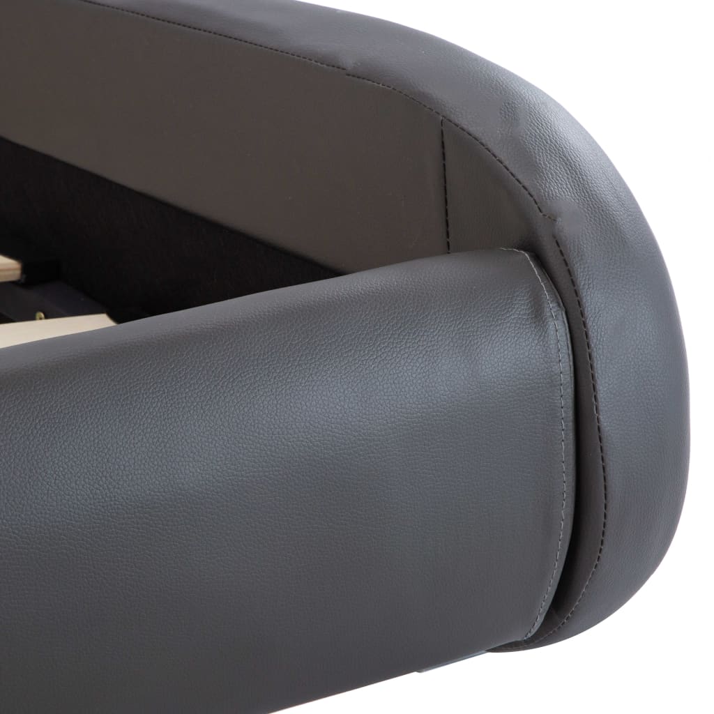 Estructura cama LED sin colchón cuero sintético gris 100x200 cm