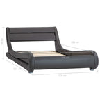 Estructura cama LED sin colchón cuero sintético gris 100x200 cm