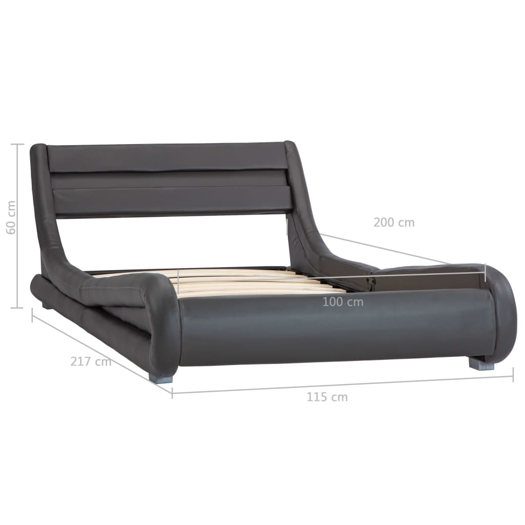 Estructura cama LED sin colchón cuero sintético gris 100x200 cm
