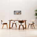 Sillas de comedor 2 uds madera curvada y cuero sintético crema