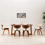 Sillas de comedor 2 uds madera curvada y cuero sintético crema